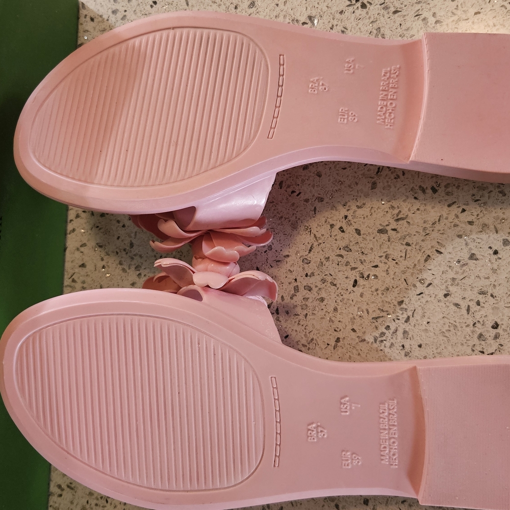 kate spade Pink Floral Jelly Toe-Post Sandals - Picture 7 of 8